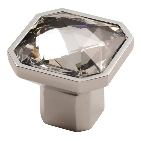 FTD790BCP  32 x 16 x 31mm  Polished Chrome  Fingertip Design Square Crystal Cabinet Knob