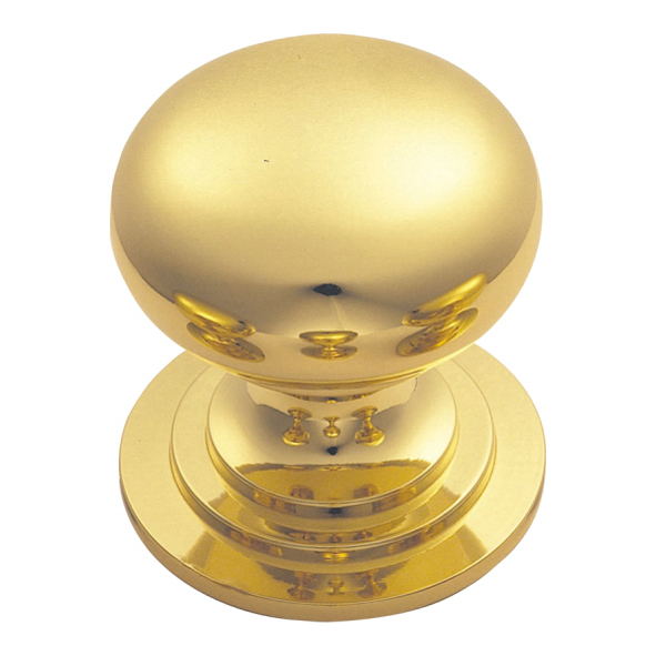 M47A  25 x 25 x 25mm  Polished Brass  Fingertip Design Victorian Fixed Rose Cabinet Knob