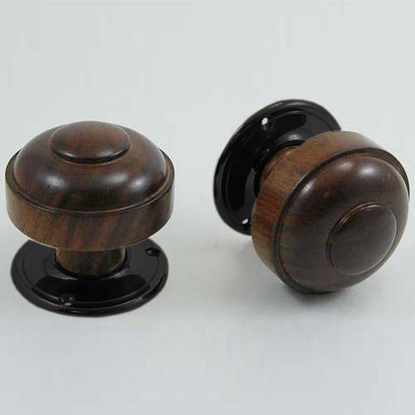 DKF082DWC-BLK  Rosewood / Black  Timber Ruskin Knobs On Round Roses