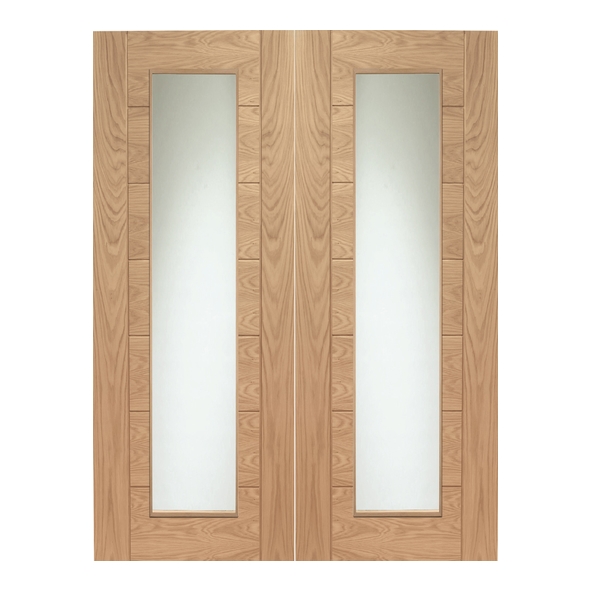 XL Joinery Internal Unfinished Oak Palermo Door Pairs [Clear Glass]