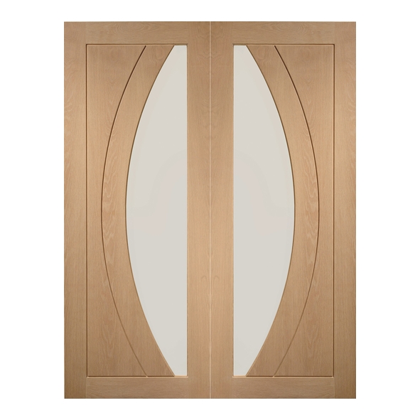 XL Joinery Internal Unfinished Oak Salerno Door Pairs [Clear Glass]