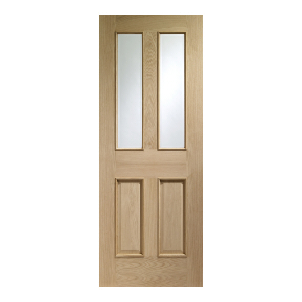 XL Joinery Internal Unfinished Oak Malton Raised Moulding Doors [Clear Bevelled Glass]