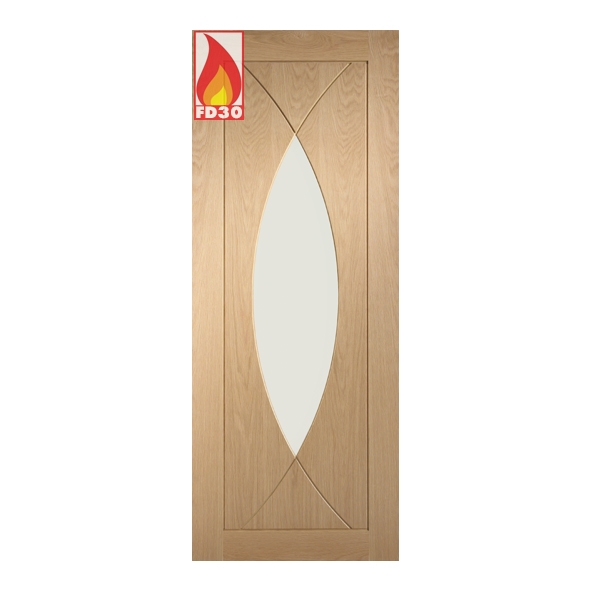 XL Joinery Internal Unfinished Oak Pesaro FD30 Fire Doors [Clear Glass]