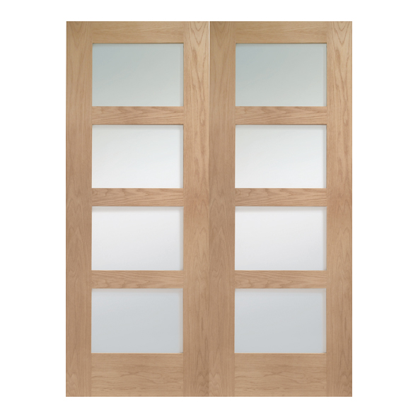 XL Joinery Internal Unfinished Oak Shaker 4 Light Door Pairs [Clear Glass]