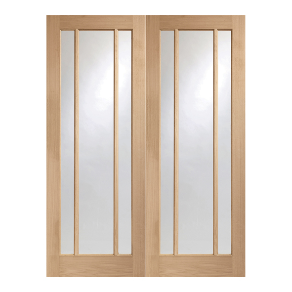 XL Joinery Internal Unfinished Oak Worcester Door Pairs [Clear Glass]