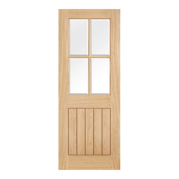 LPD Internal Unfinished Oak Belize 4L Doors [Clear Bevelled Glass]