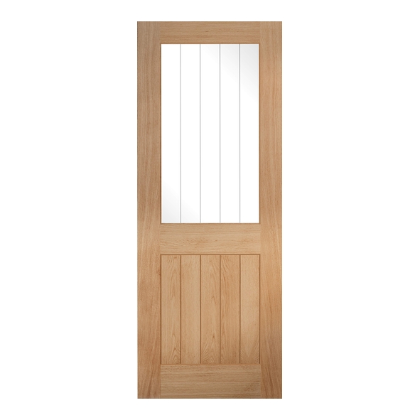 LPD Internal Unfinished Oak Belize 1L Doors [Clear Etched Glass]