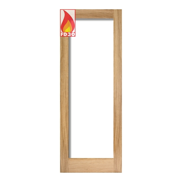 LPD Internal Unfinished Oak Pattern 10 FD30 Fire Doors [Clear Glass]