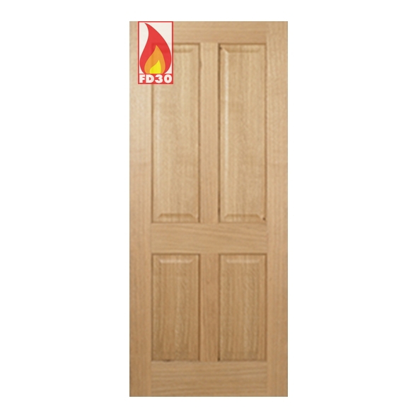FCOREG4P30  1981 x 762 x 44mm [30]  LPD Internal Unfinished Oak Regency 4 Panel FD30 Fire Door