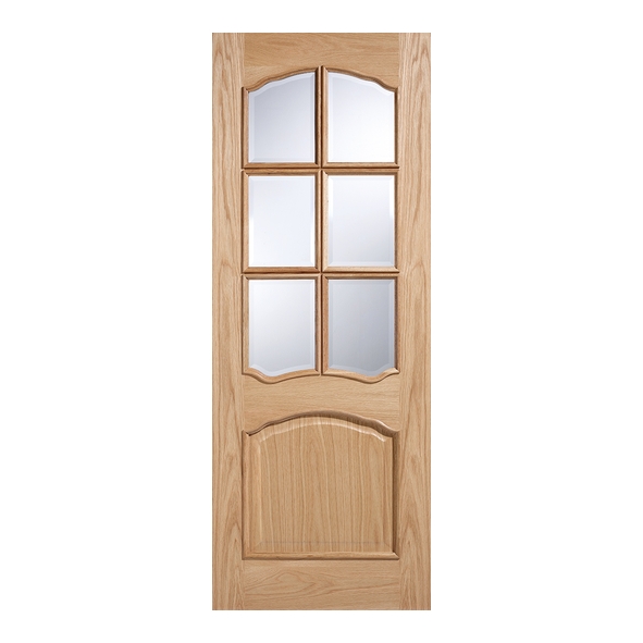 LPD Internal Unfinished Oak Riviera Raised Moulding Doors [Clear Bevelled Glass]