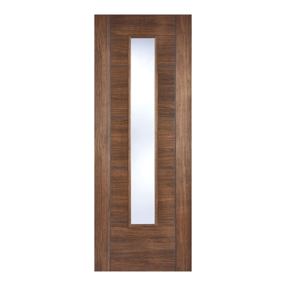 LPD Internal Prefinished Walnut Laminate Vancouver Doors [Clear Glass]
