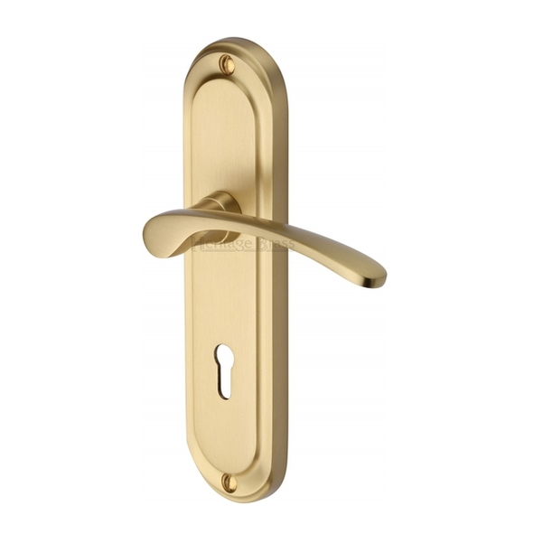 AMB6200-SB  Standard Lock [57mm]  Satin Brass  Heritage Brass Ambassador Levers On Backplates