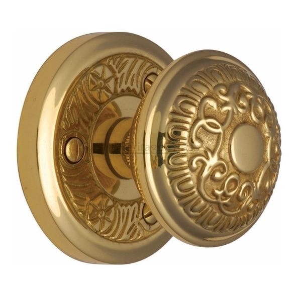 AYD1324-PB  Polished Brass  Heritage Brass Aydon Mortice Knobs On Round Roses
