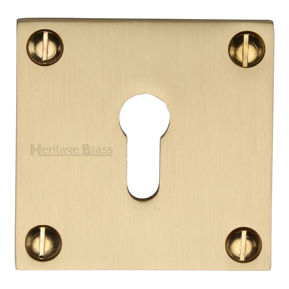 BAU1556-SB  Satin Brass  Heritage Brass Bauhaus Square Mortice Key Escutcheon