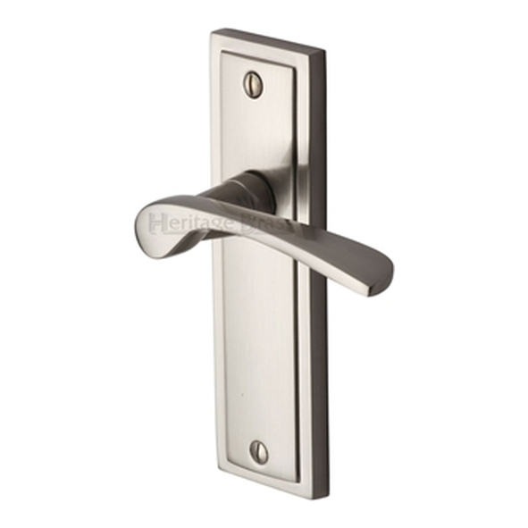 BOS1010-SN  Long Plate Latch  Satin Nickel  Heritage Brass Boston Levers On Backplates