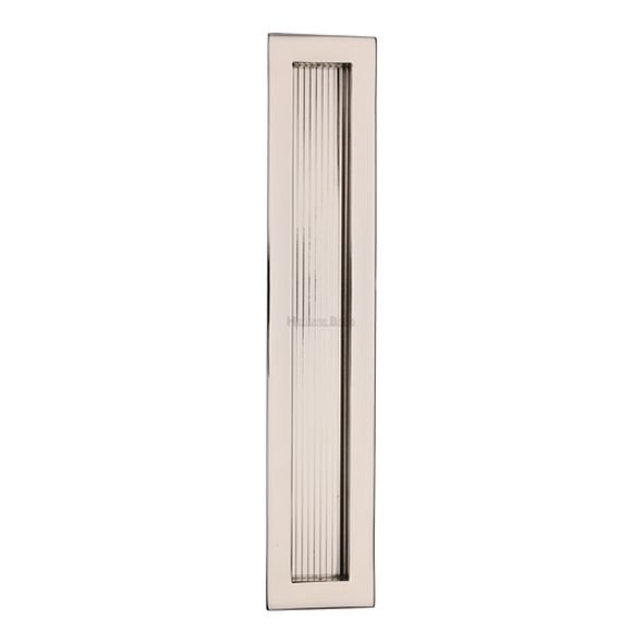 C1865 300-PNF  300 x 58mm  Polished Nickel  Heritage Brass Glue & Pin Fix Reeded Rectangular Flush Pull
