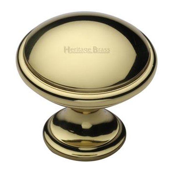 C3950 32-PB • 32 x 19 x 30mm • Polished Brass • Heritage Brass Domed With Base Cabinet Knob