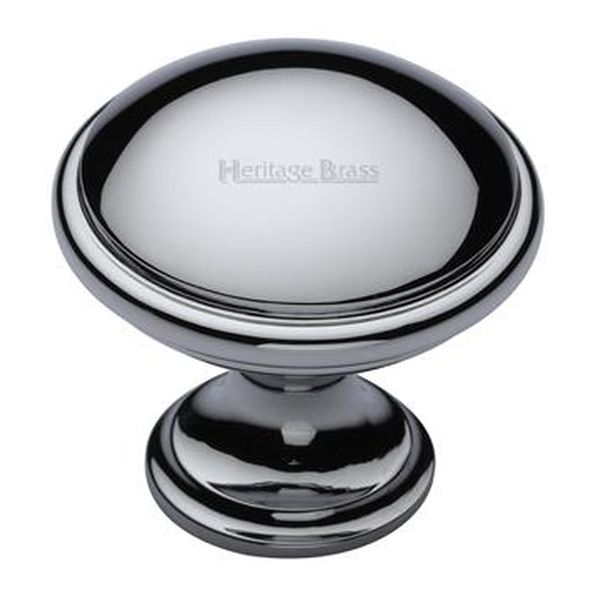 C3950 32-PC • 32 x 19 x 30mm • Polished Chrome • Heritage Brass Domed With Base Cabinet Knob