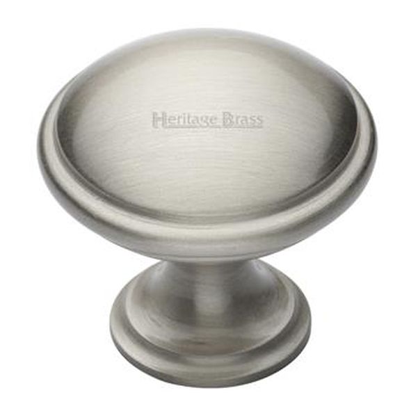 C3950 32-SN • 32 x 19 x 30mm • Satin Nickel • Heritage Brass Domed With Base Cabinet Knob