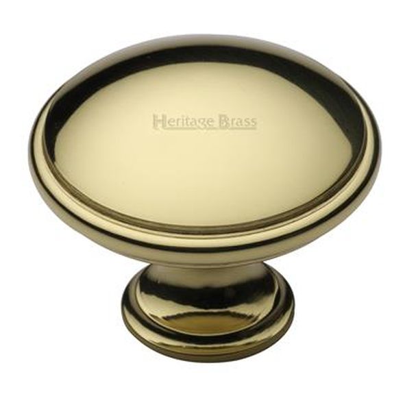 C3950 38-PB • 38 x 19 x 30mm • Polished Brass • Heritage Brass Domed With Base Cabinet Knob