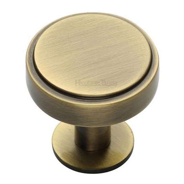 C3954 38-AT • 38 x 20 x 31mm • Antique Brass • Heritage Brass Stepped Disc On Rose Cabinet Knob