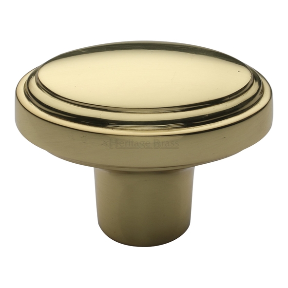 C3975-PB • 40 x 25 x 16 x 30mm • Polished Brass • Heritage Brass Oval Stepped Cabinet Knob