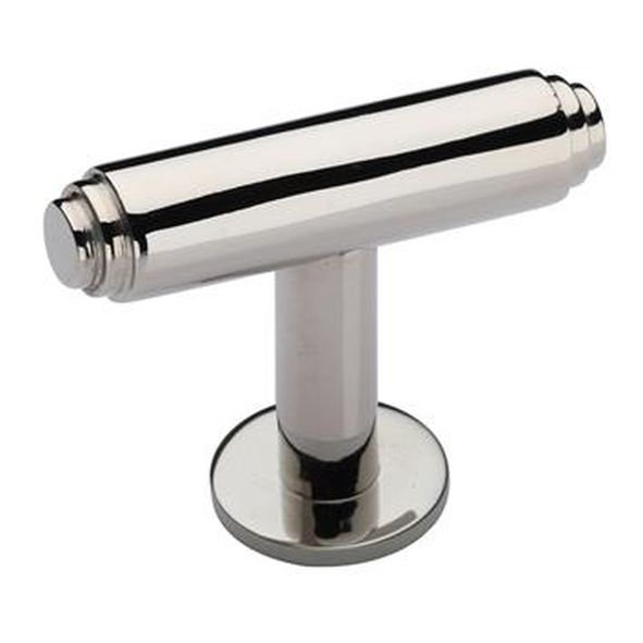 C4447-PNF • 45 x 11 x 16 x 32mm • Polished Nickel • Heritage Brass Stepped T-Bar On Rose Cabinet Knob