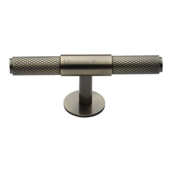 C4463 60-AT • 60 x 13 x 20 x 34mm • Antique Brass • Heritage Brass Knurled Fountain Cabinet Knob