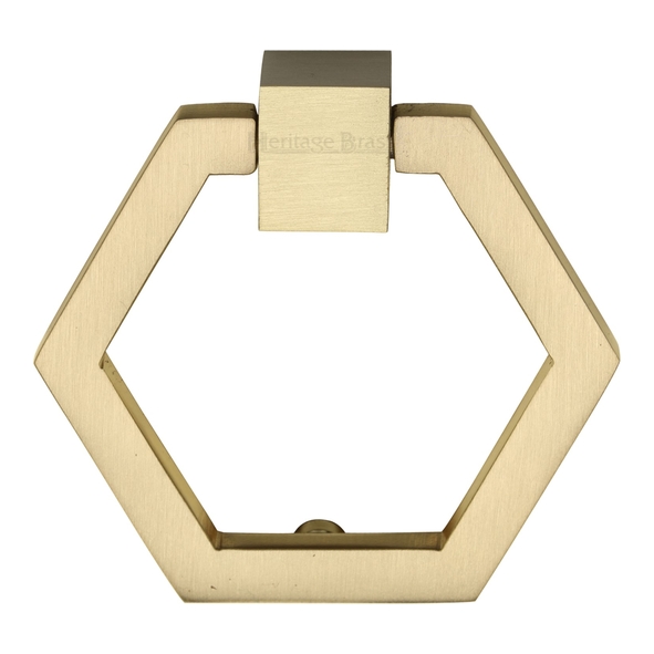 C6334-SB  50 x 61 x 13mm  Satin Brass  Heritage Brass Hexagonal Cabinet Drop Handle