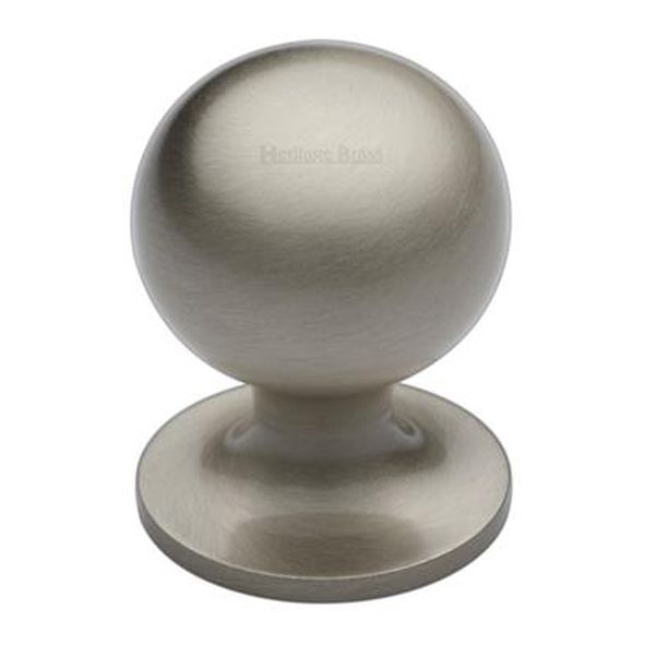 C8321 25-SN  25 x 25 x 36mm  Satin Nickel  Heritage Brass Sphere On Rose Cabinet Knob