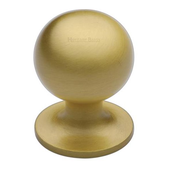 C8321 38-SB  38 x 38 x 48mm  Satin Brass  Heritage Brass Sphere On Rose Cabinet Knob
