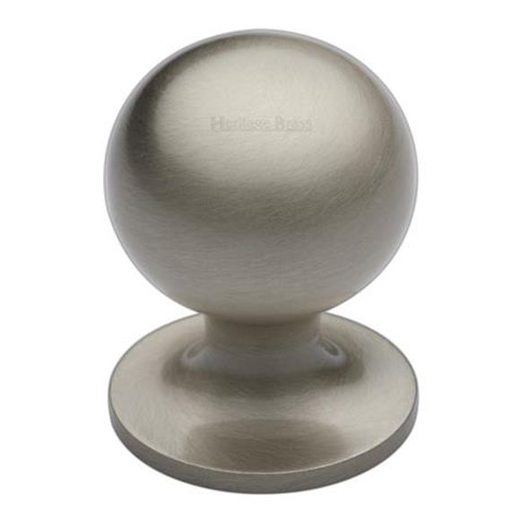 C8321 38-SN  38 x 38 x 48mm  Satin Nickel  Heritage Brass Sphere On Rose Cabinet Knob