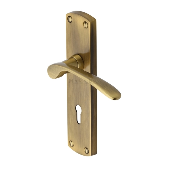 DIP7800-AT • Standard Lock [57mm] • Antique Brass • Heritage Brass Diplomat Levers On Backplates