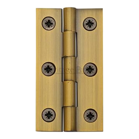 HG99-120-AT  065 x 035 x 1.4mm  Antique Brass [17.5kg]  Unwashered Square Corner Brass Butt Hinges