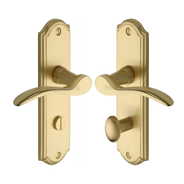 HOW1330-SB  Bathroom [57mm]  Satin Brass  Heritage Brass Howard Levers On Backplates