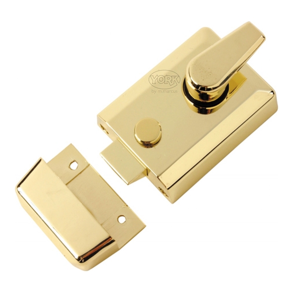 NL3060-PB  092 x 070mm [060mm]  Polished Brass  Contemporary Deadlocking Rim Nightlatch