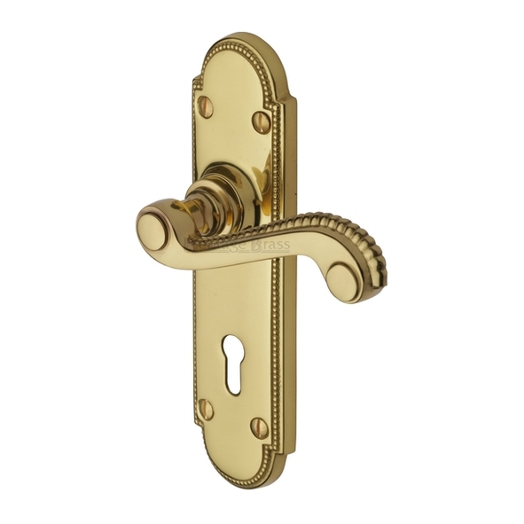 R750-PB  Standard Lock [57mm]  Polished Brass  Heritage Brass Adam Levers On Backplates