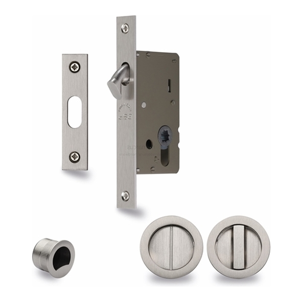 RD2308-40-SN  For 35 to 52mm Door  Satin Nickel  Heritage Brass Sliding Bathroom Lock Set With Round Fittings
