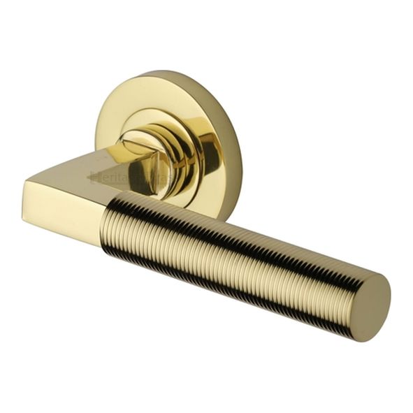RS2261-PB • Polished Brass • Heritage Brass Spectral Lever Furniture on Round Rose