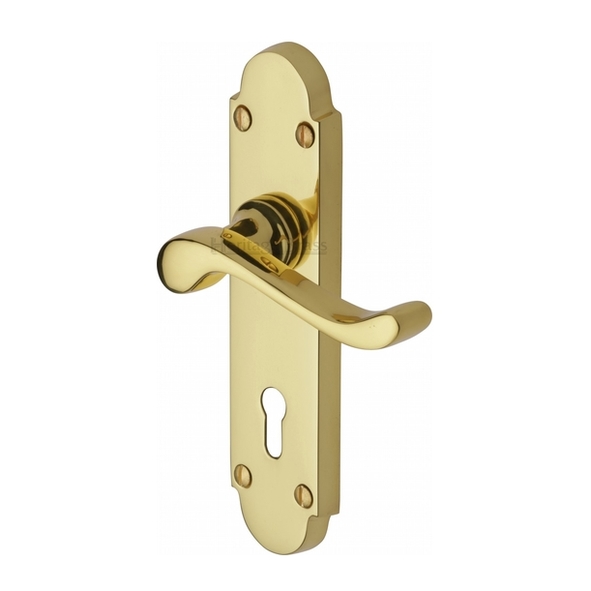 S600-PB  Standard Lock [57mm]  Polished Brass  Heritage Brass Savoy Levers On Backplates