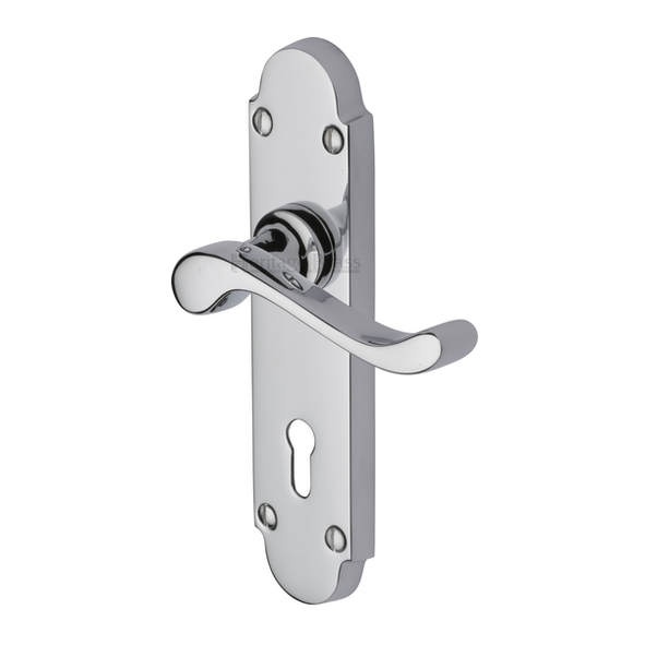 S600-PC  Standard Lock [57mm]  Polished Chrome  Heritage Brass Savoy Levers On Backplates