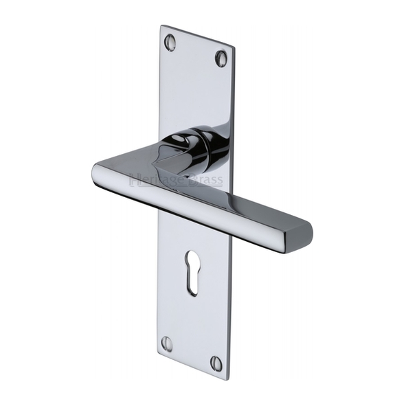 TRI1300-PC  Standard Lock [57mm]  Polished Chrome  Heritage Brass Trident Levers On Backplates