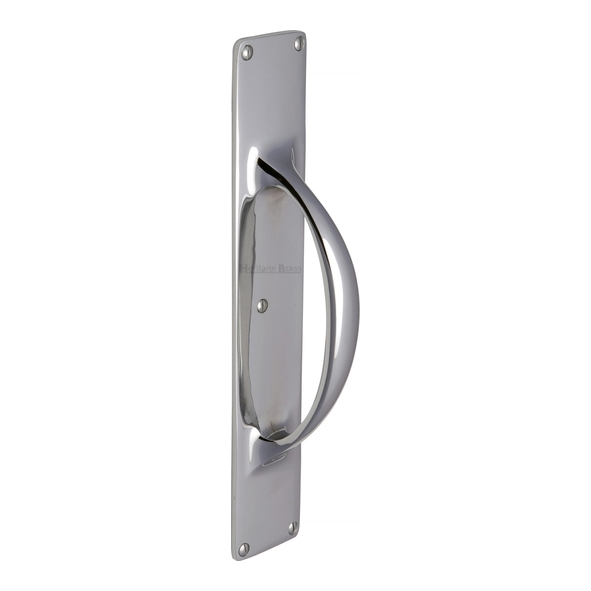 V1155-PC • 303 x 53mm • Polished Chrome • Heritage Brass Cast Pull Handle On Backplate