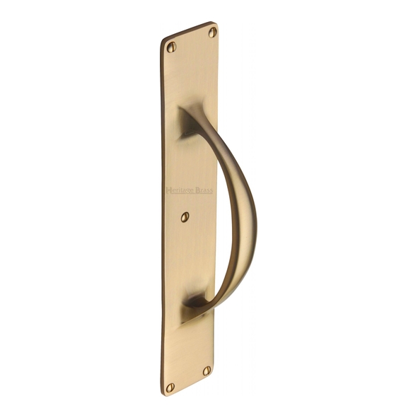 V1155-SB • 303 x 53mm • Satin Brass • Heritage Brass Cast Pull Handle On Backplate