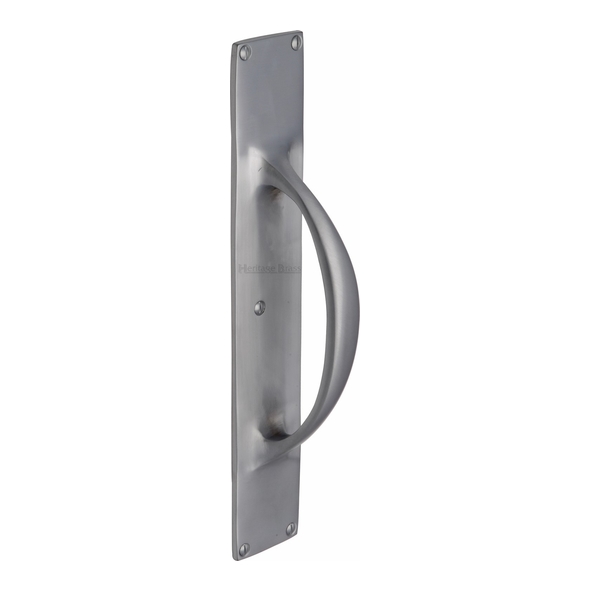 V1155-SC • 303 x 53mm • Satin Chrome • Heritage Brass Cast Pull Handle On Backplate