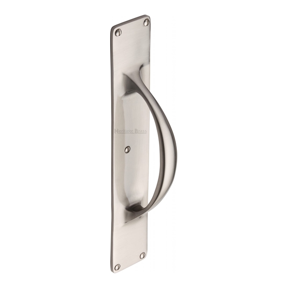 V1155-SN • 303 x 53mm • Satin Nickel • Heritage Brass Cast Pull Handle On Backplate