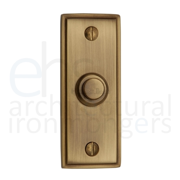 V1180-AT • 083 x 033mm • Antique Brass • Heritage Brass Victorian Edged Rectangular Bell Push