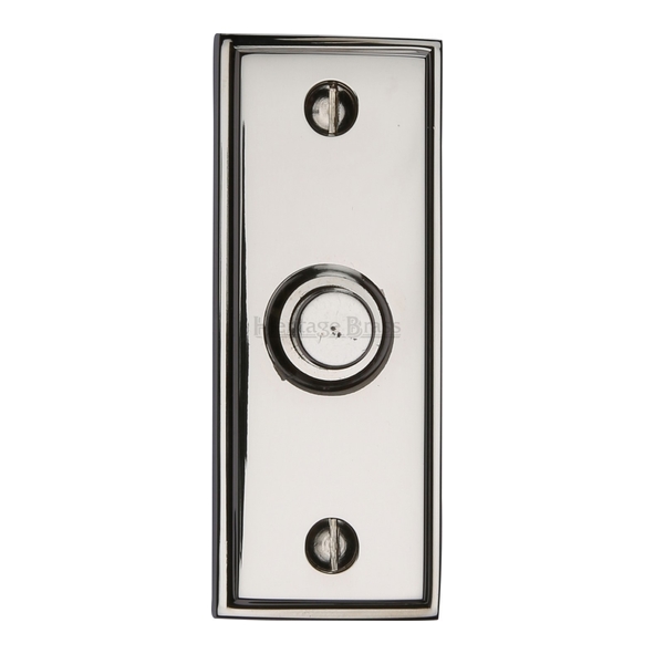 V1180-PNF  083 x 033mm  Polished Nickel  Heritage Brass Victorian Edged Rectangular Bell Push