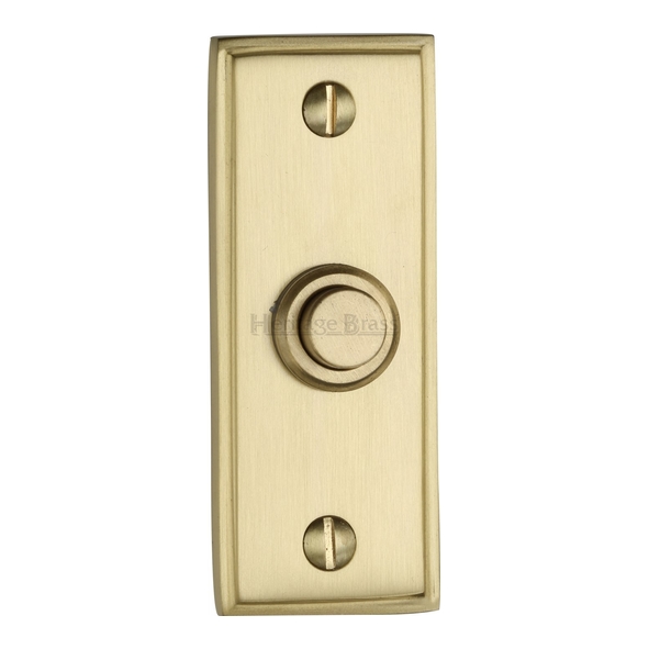 V1180-SB • 083 x 033mm • Satin Brass • Heritage Brass Victorian Edged Rectangular Bell Push