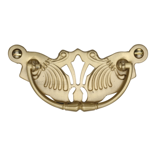 V5021-SB  90 x 40mm  Satin Brass  Heritage Brass Angel Cabinet Drop Handle